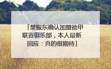 樊振东确认加盟德甲联赛俱乐部，本人最新回应：真的很期待